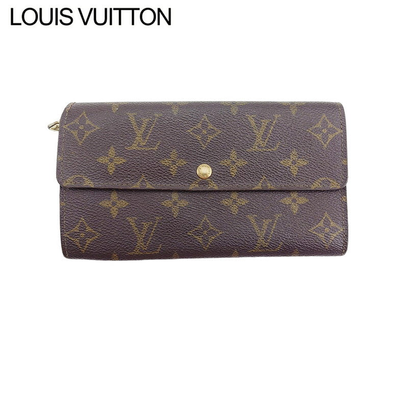 Louis Vuitton Long Purse M61724 Pochette Porto Brown Beige Gold Wallet Case