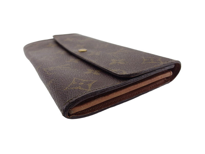 Louis Vuitton Long Purse M61724 Pochette Porto Brown Beige Gold Wallet Case