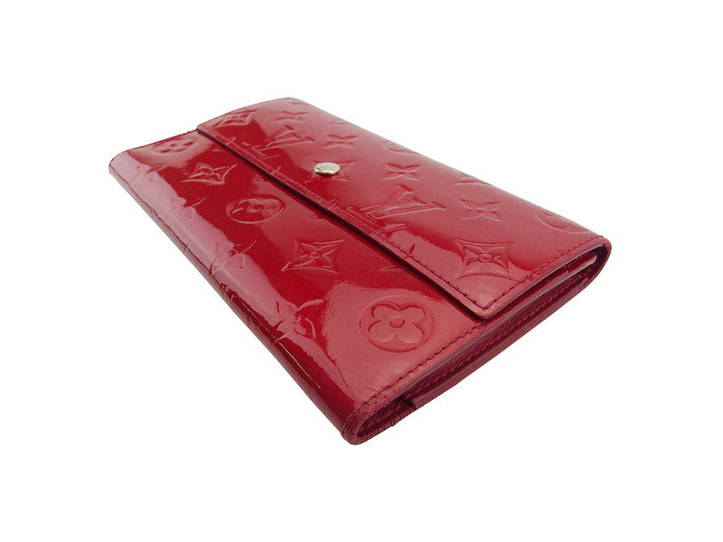 Louis Vuitton Long Purse M93531 Portefeuille International Red Gold Wallet Case