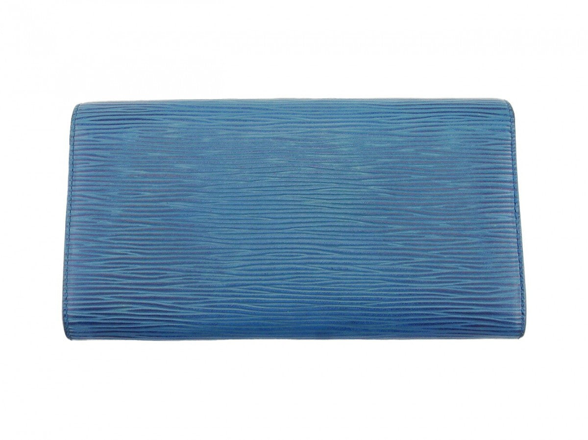 Louis Vuitton Long Purse M63575 Pochette Porto Blue Wallet Case T23814