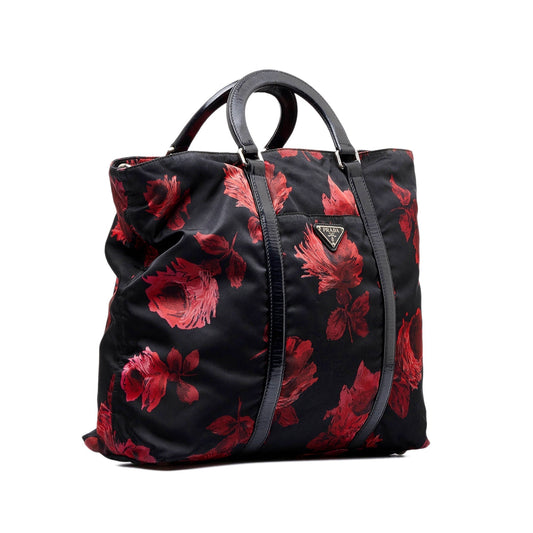 Prada Tessuto Stampato Tote Bag Black