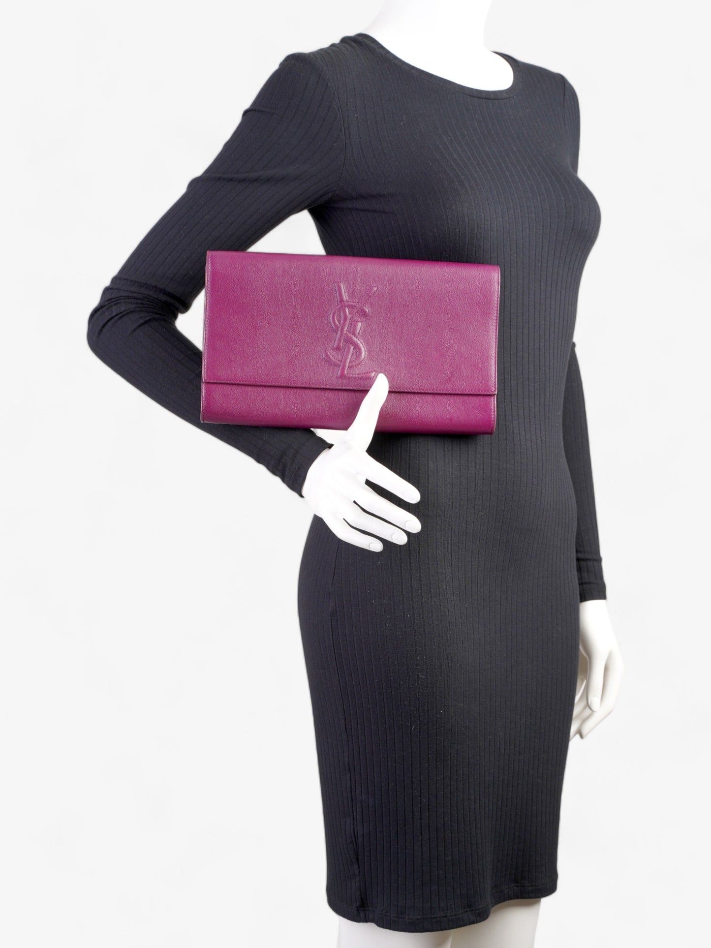 YSL Saint Laurent Clutch Leather Purple Flap Clutch Bag