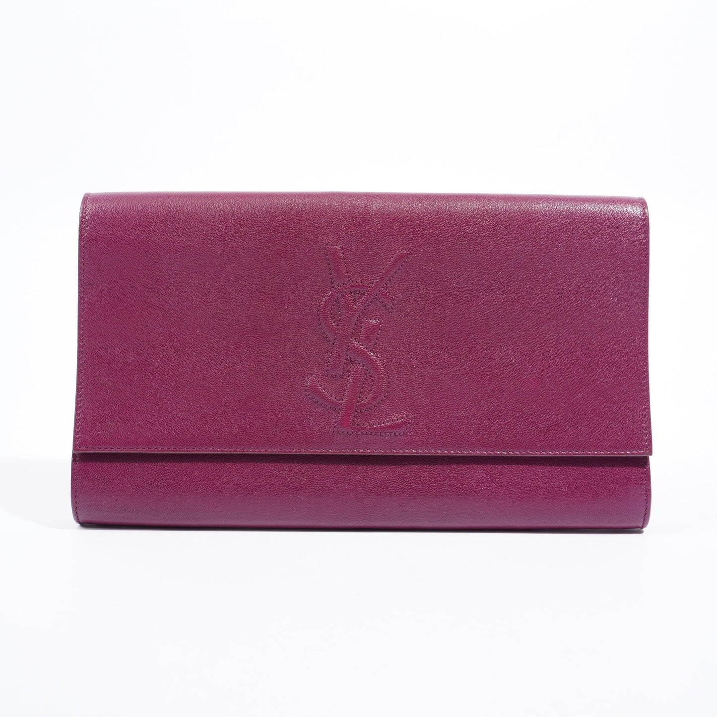 YSL Saint Laurent Clutch Leather Purple Flap Clutch Bag