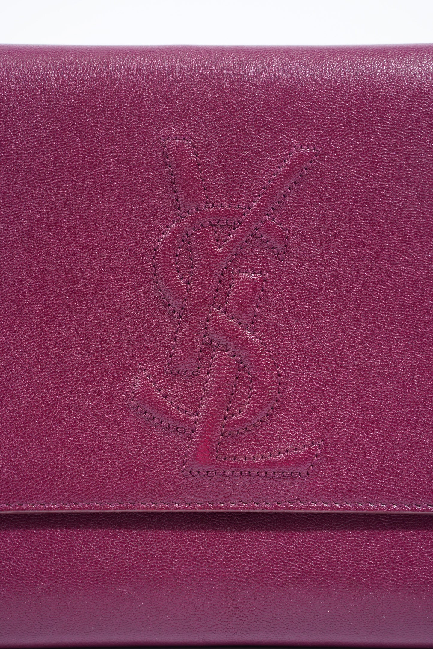 YSL Saint Laurent Clutch Leather Purple Flap Clutch Bag