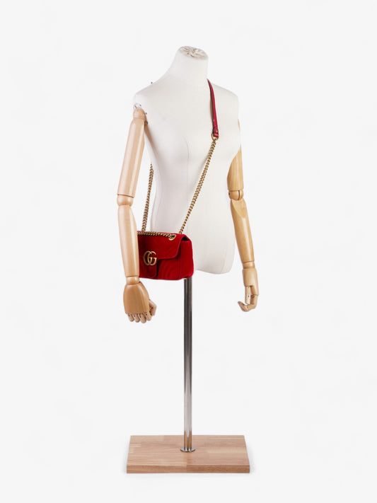 Gucci Marmont Velvet Shoulder Bag Red Mini