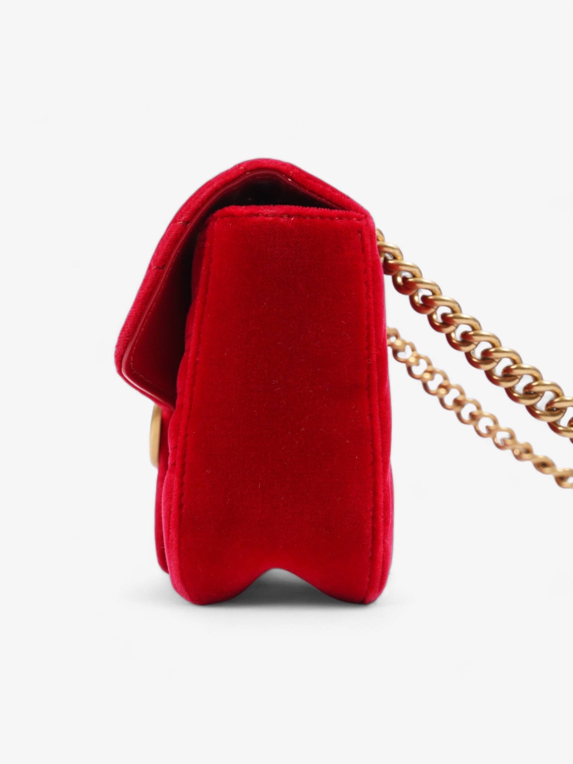 Gucci Marmont Velvet Shoulder Bag Red Mini