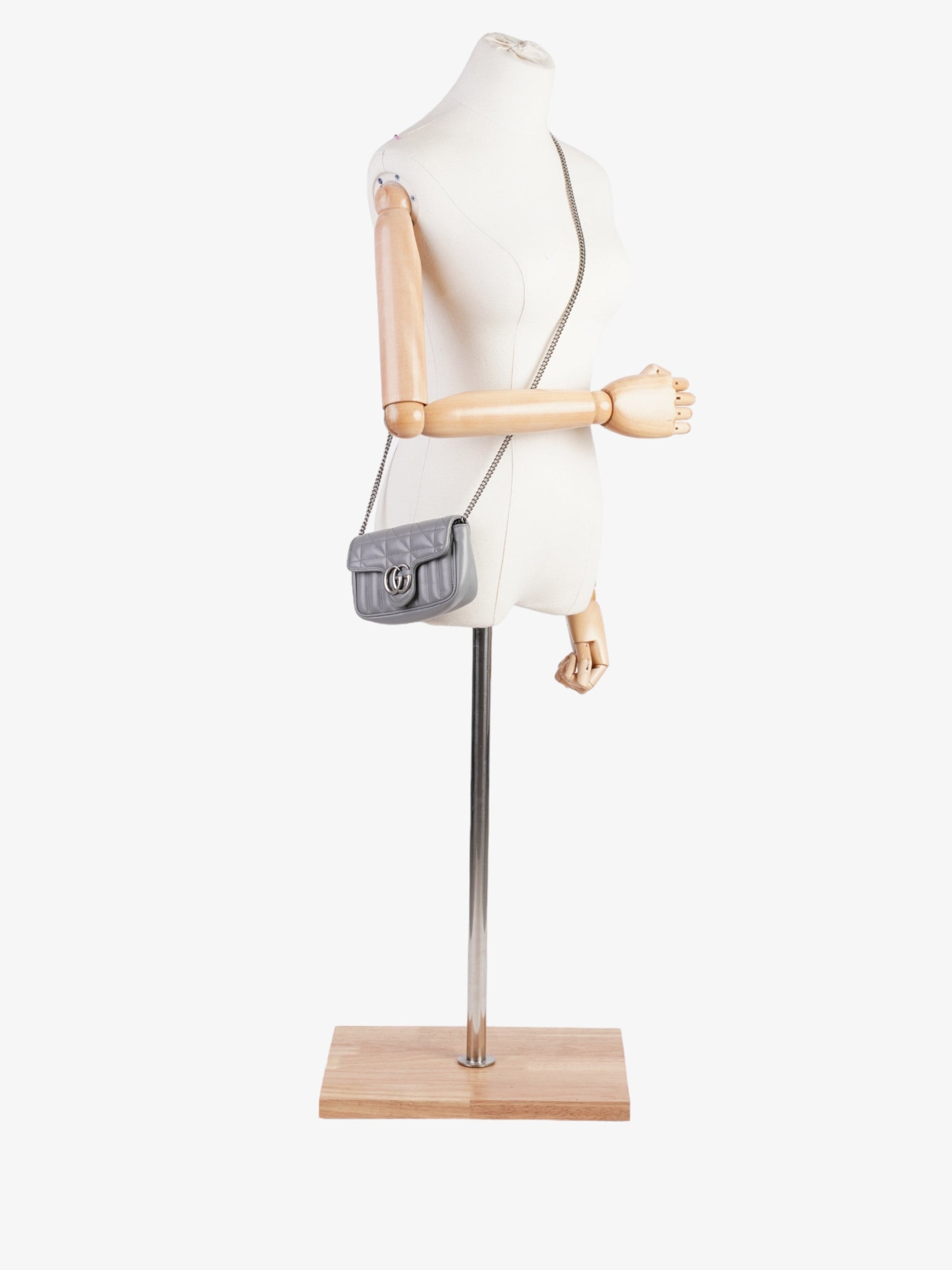 Gucci Marmont Grey Super Crossbody Bag Leather Matelasse