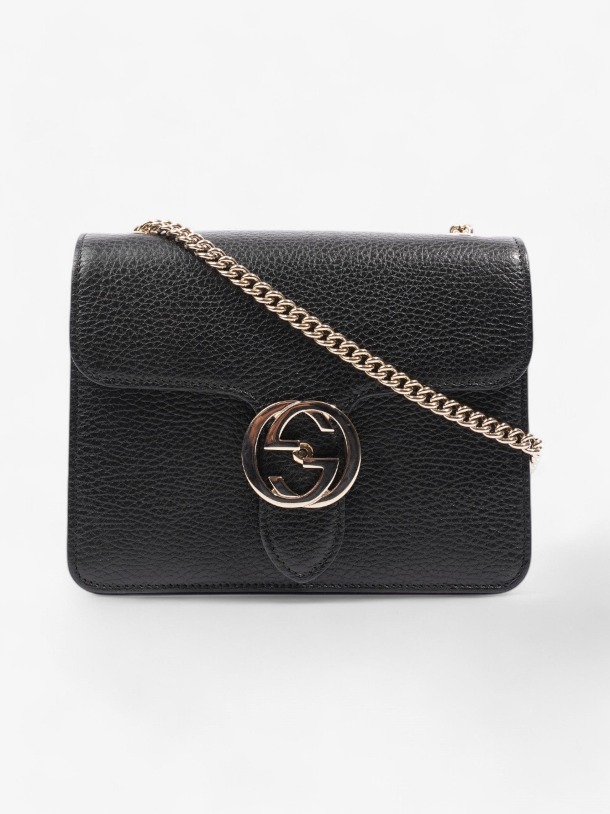 Gucci Dollar Interlocking Calfskin Crossbody Bag Leather Black Small 1