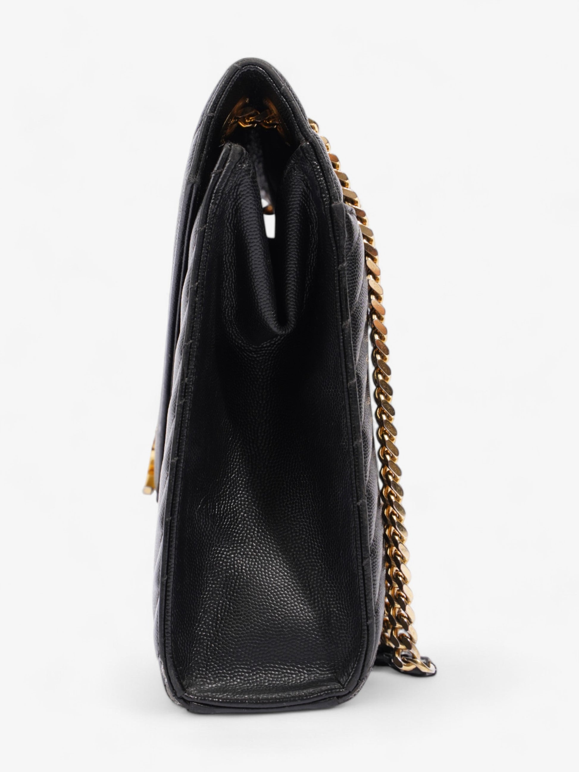YSL Saint Laurent Envelope Grained Shoulder Bag Leather Black Large Grained Leather Large