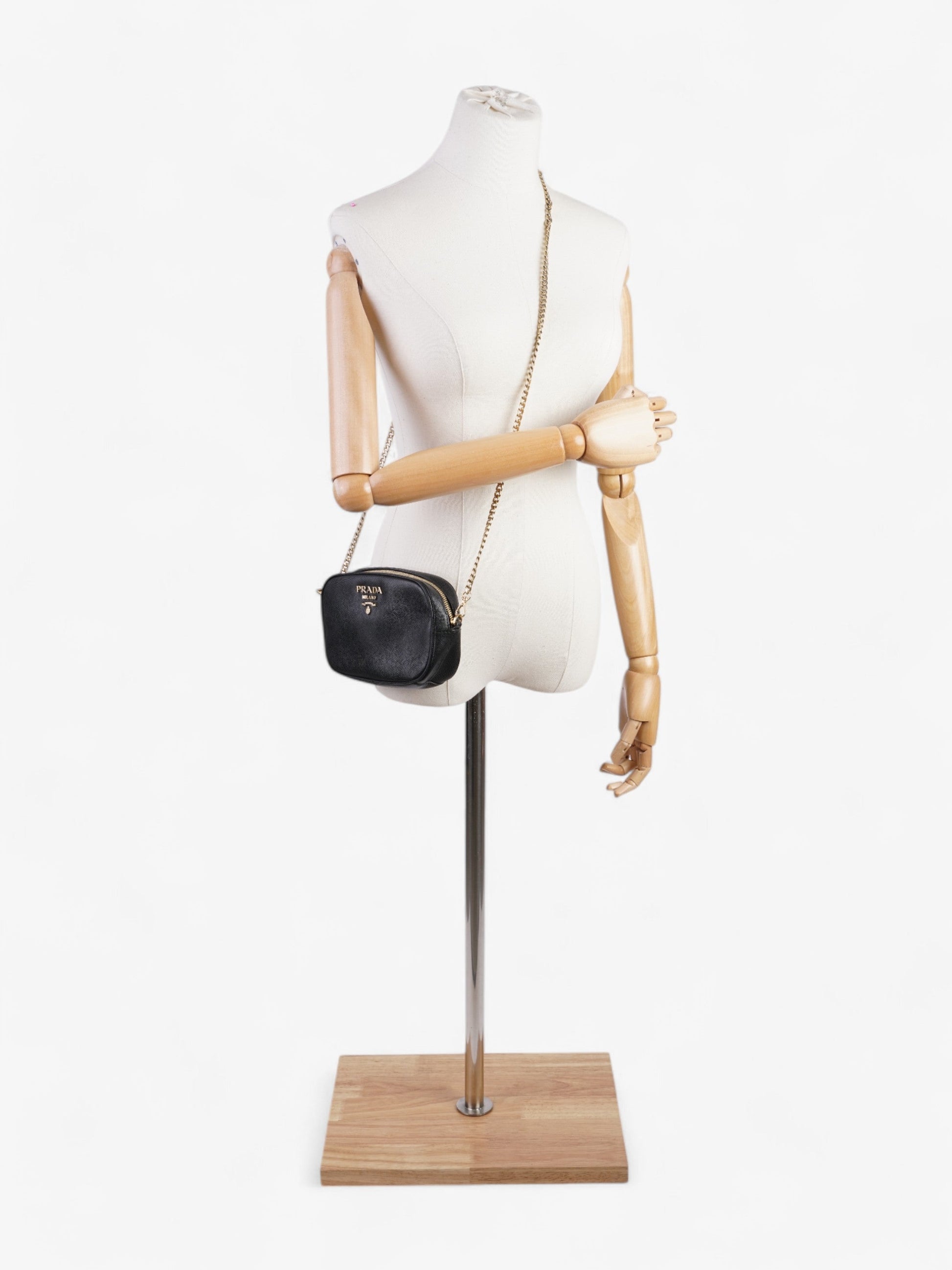 Prada Camera Bag Leather Saffiano Black Crossbody Bag