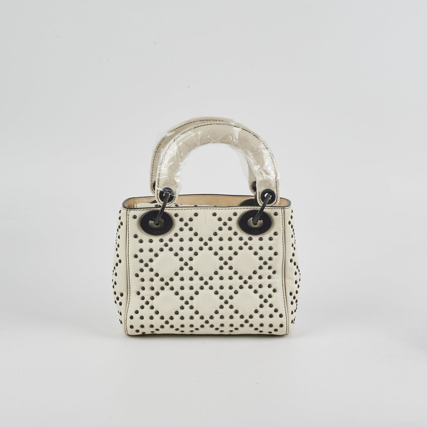Dior Christian Lady Studded Ivory Crossbody Bag Mini