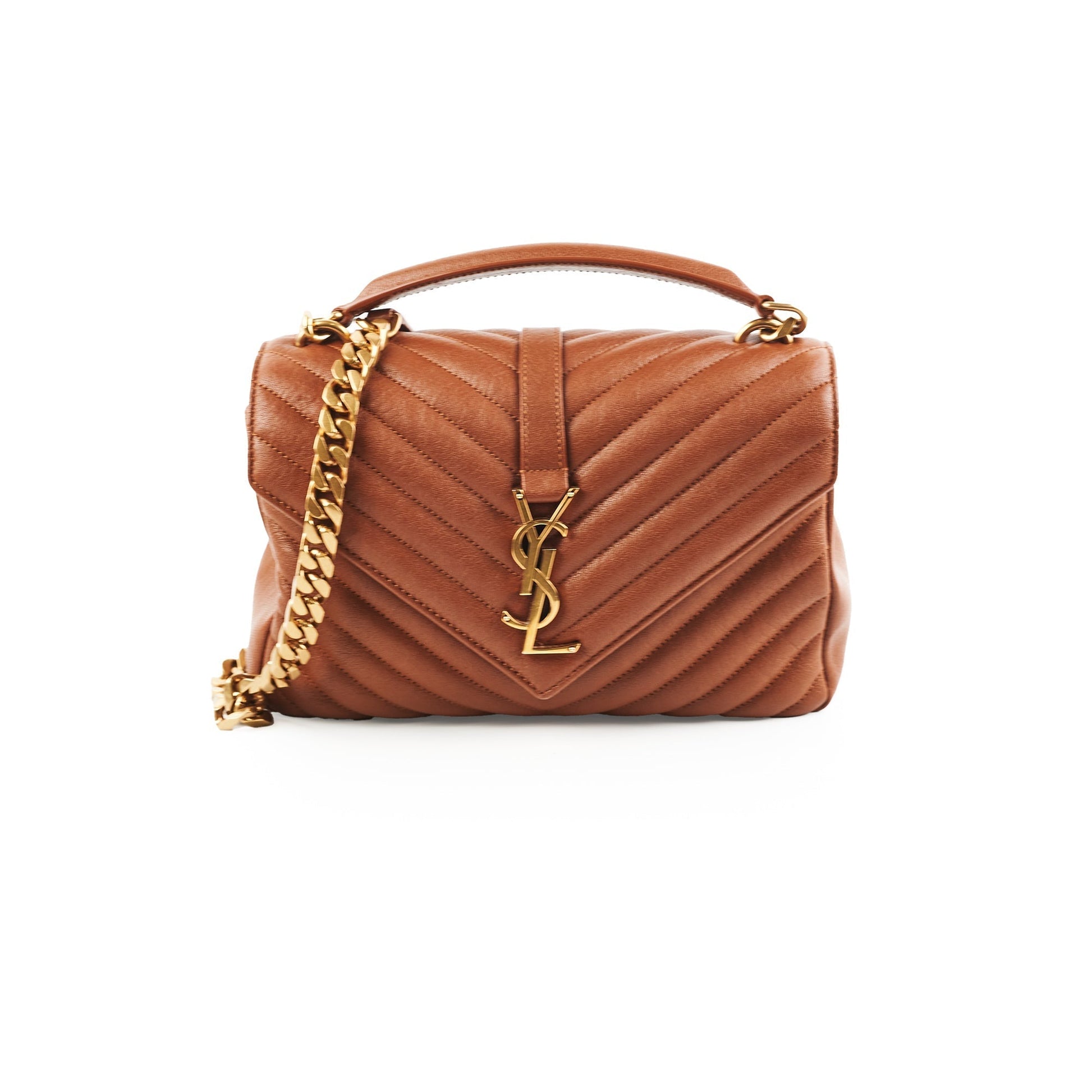YSL Saint Laurent College Bag Brown Medium Crossbody Bag