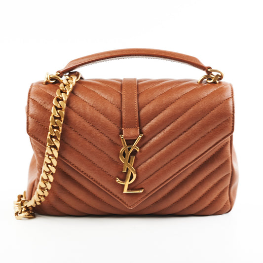 YSL Saint Laurent College Bag Brown Medium Crossbody Bag