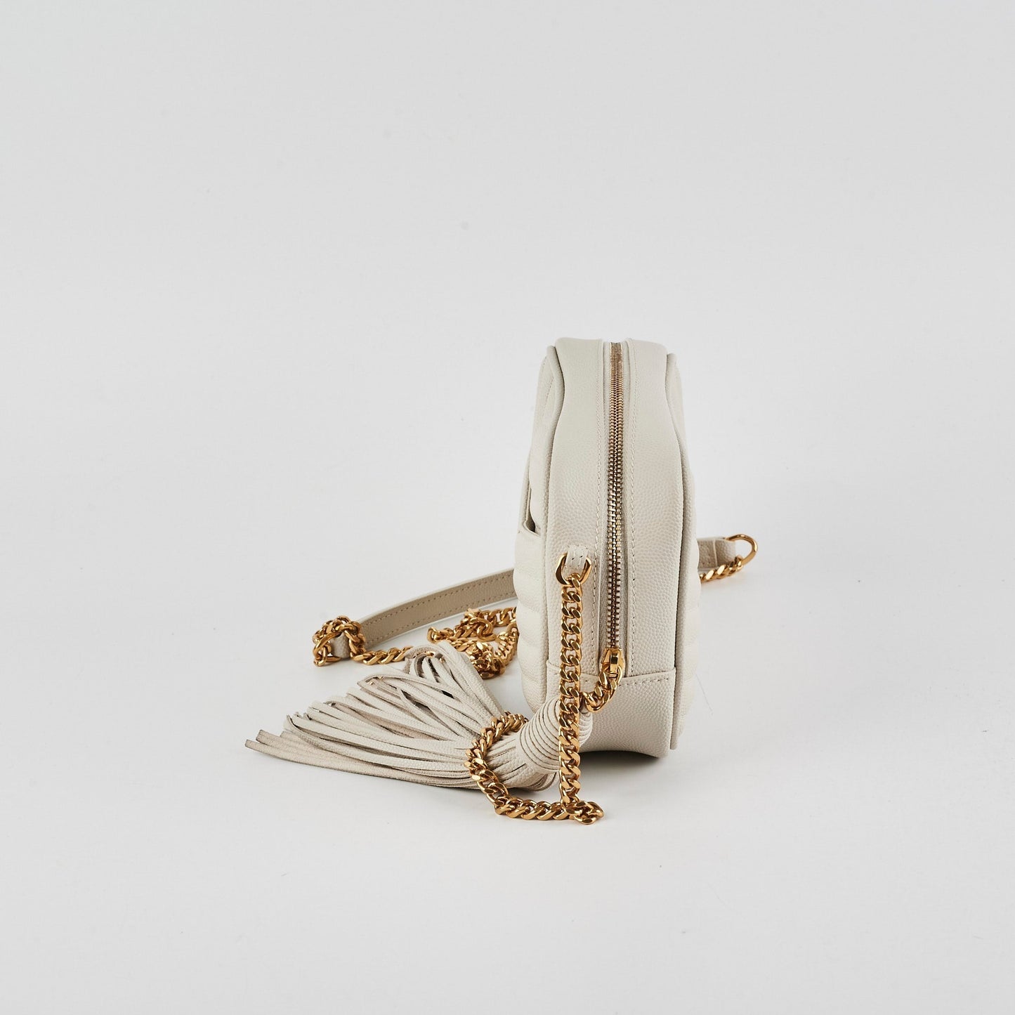 YSL Saint Laurent Lou Camera Bag Monogram Quilted Cream Crossbody Bag