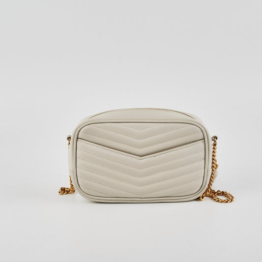 YSL Saint Laurent Lou Camera Bag Monogram Quilted Cream Crossbody Bag