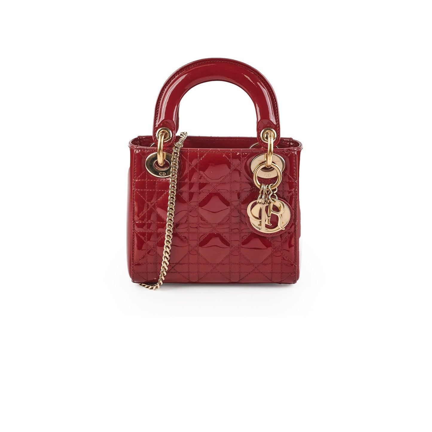 Dior Christian Lady Crossbody Bag Patent Red Mini Mini Patent Red