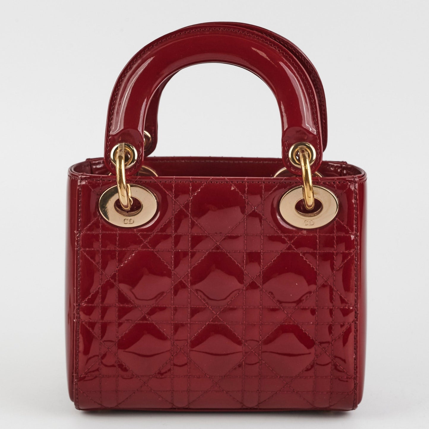 Dior Christian Lady Crossbody Bag Patent Red Mini Mini Patent Red