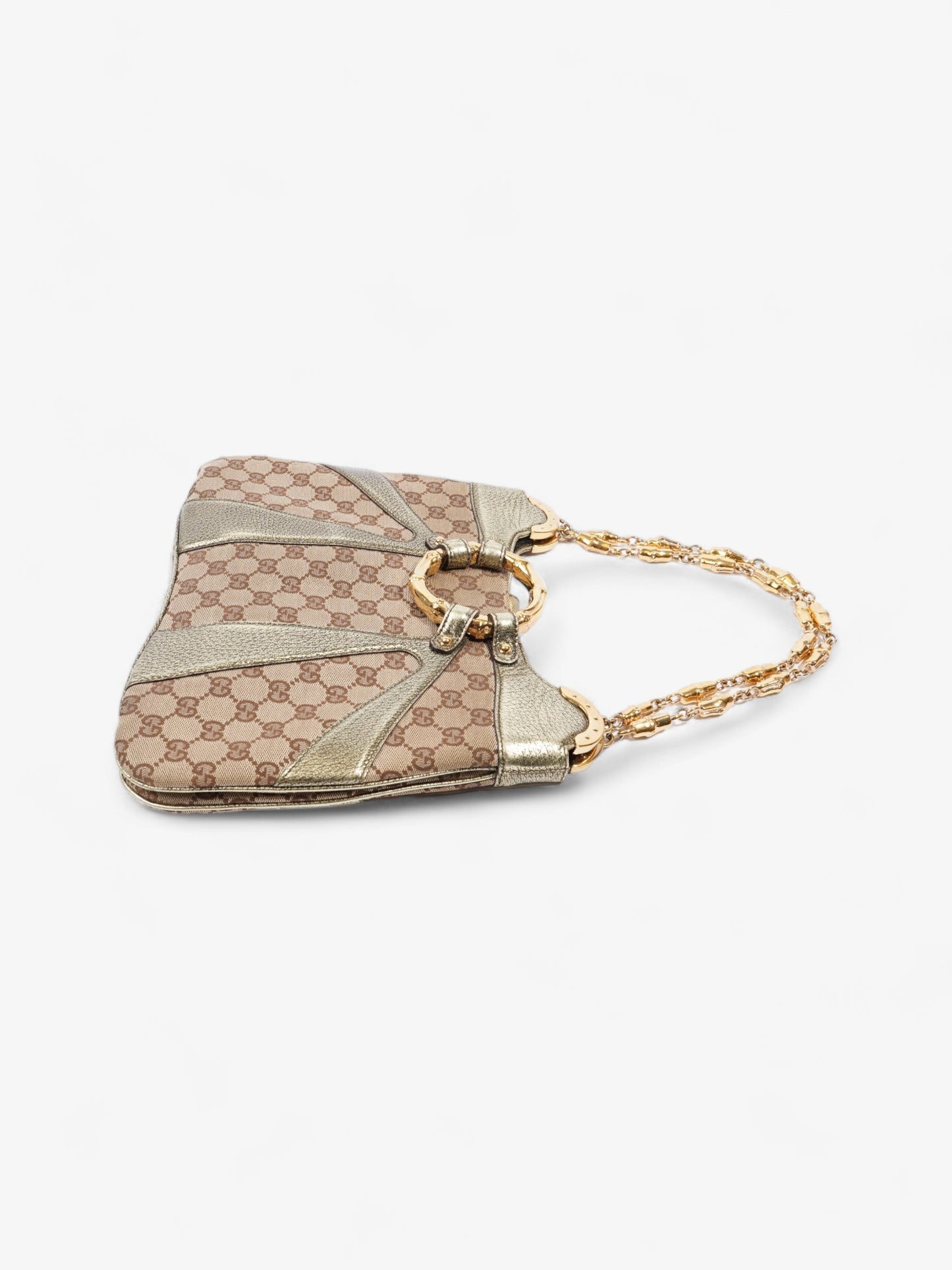 Gucci Tom Ford Bamboo Shoulder Bag Supreme Metallic Canvas Chain