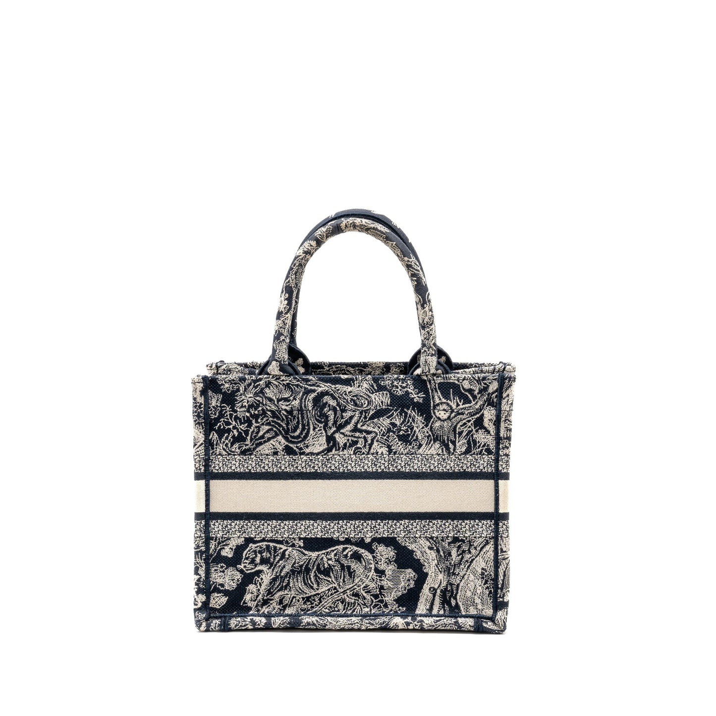 Dior Book Tote Toile De Jouy Reverse Embroidery White Blue Tote Bag