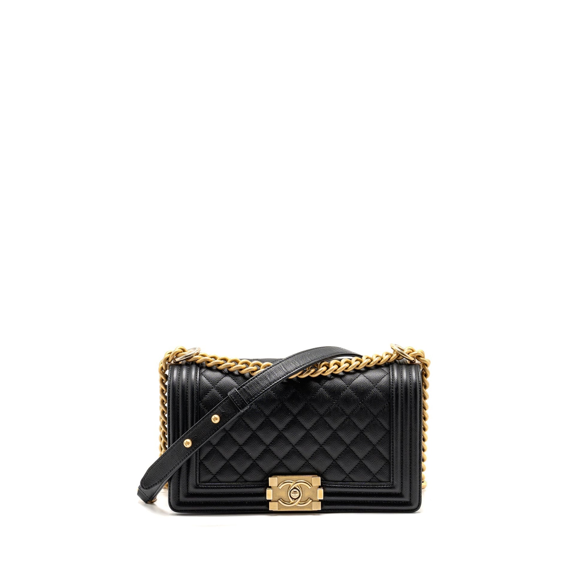 Chanel Boy Caviar GHW Black Handbag