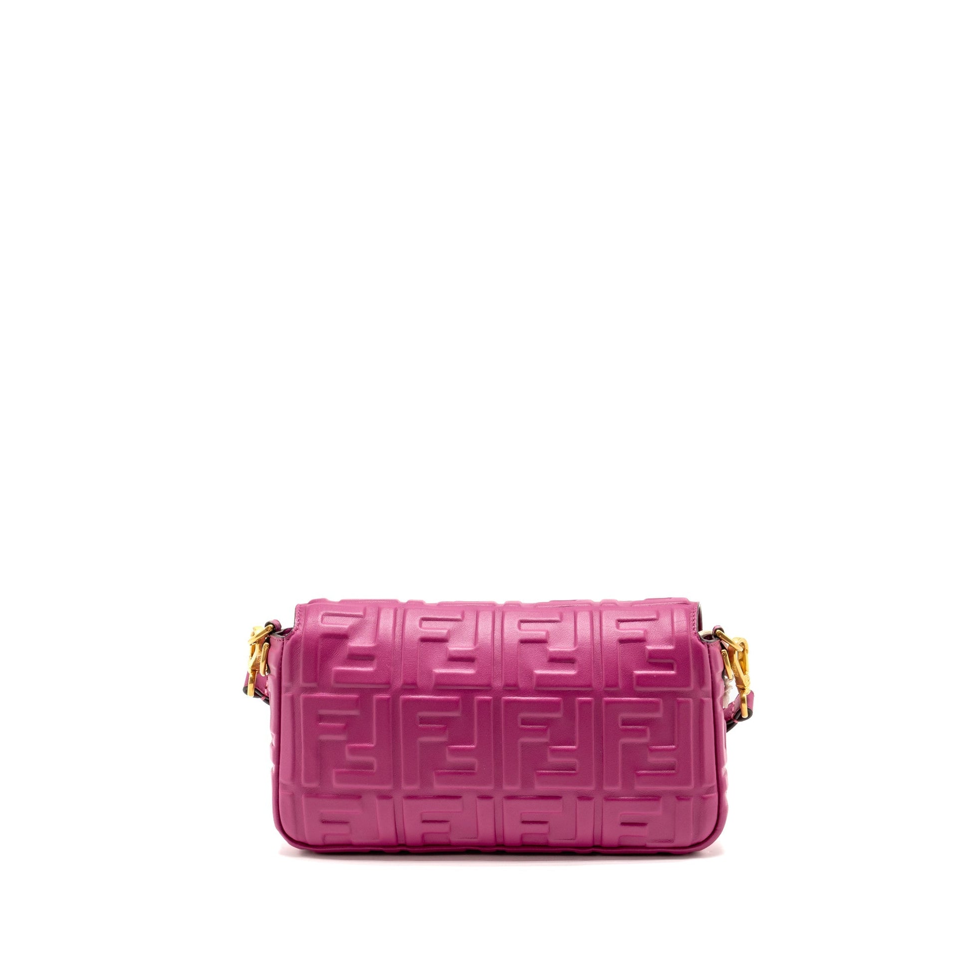 Fendi Baguette Purse Nappa Leather Pink Embossed Shoulder Bag