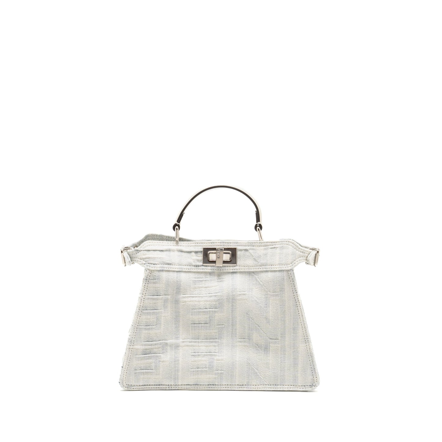 Fendi Peekaboo Iseeu Handbag Denim White Medium Travel Bag