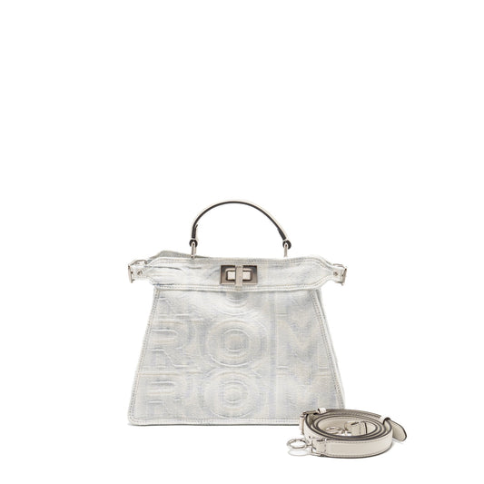 Fendi Peekaboo Iseeu Handbag Denim White Medium Travel Bag