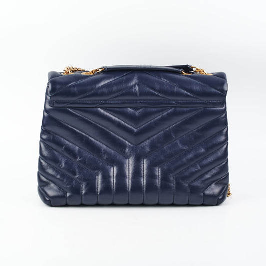 YSL Saint Laurent Loulou Bag Navy Medium Shoulder Bag