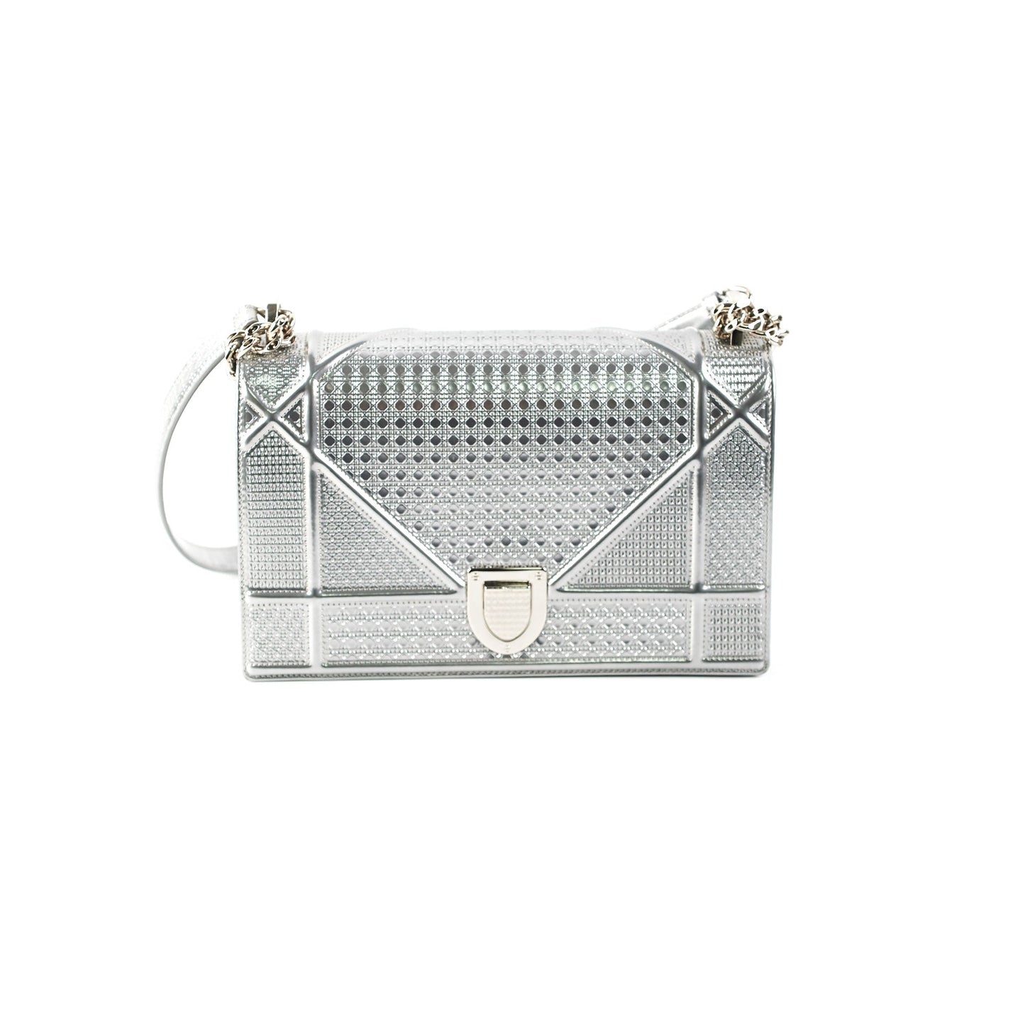 Dior ama Metallic Crossbody Bag Silver Medium