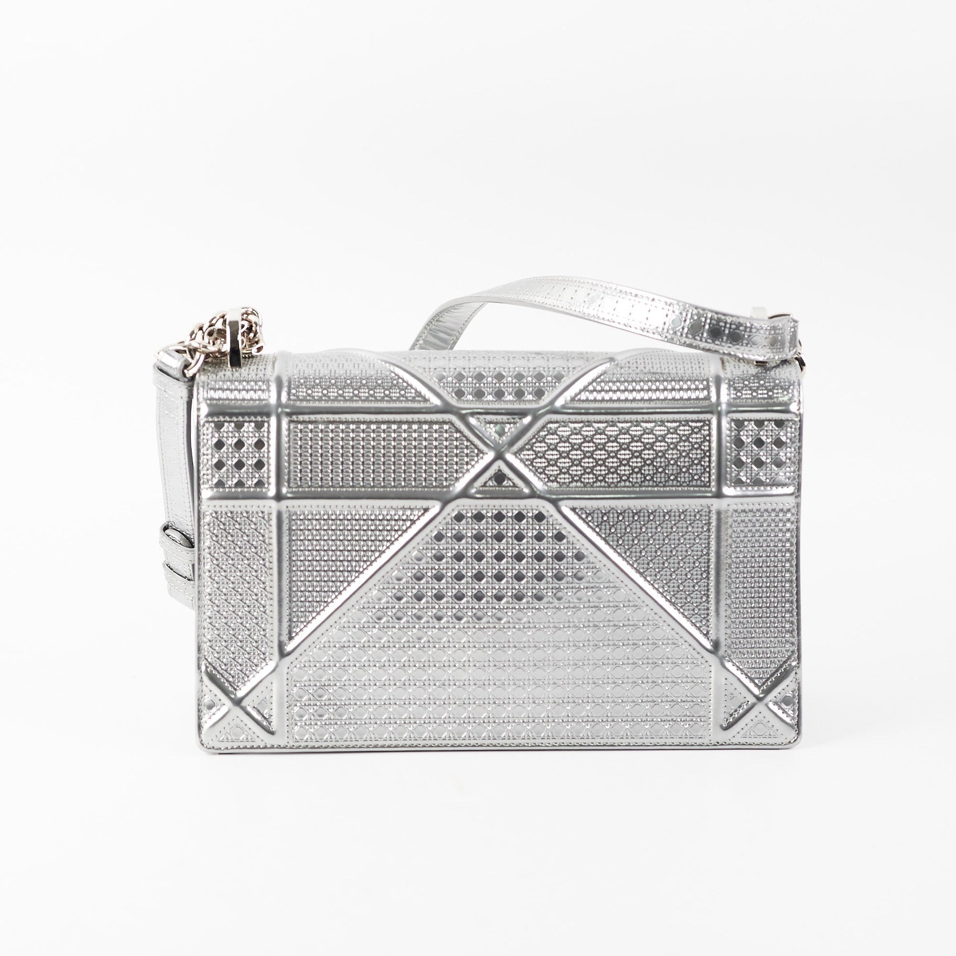 Dior ama Metallic Crossbody Bag Silver Medium