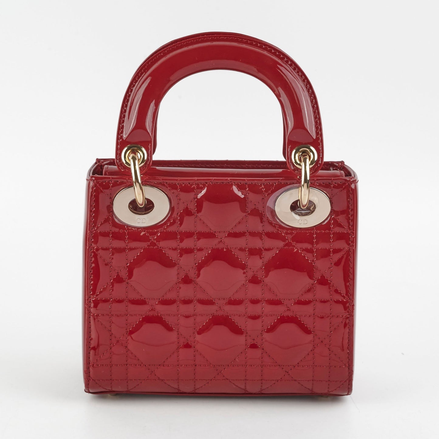 Dior Christian Lady Crossbody Bag Patent Red Mini