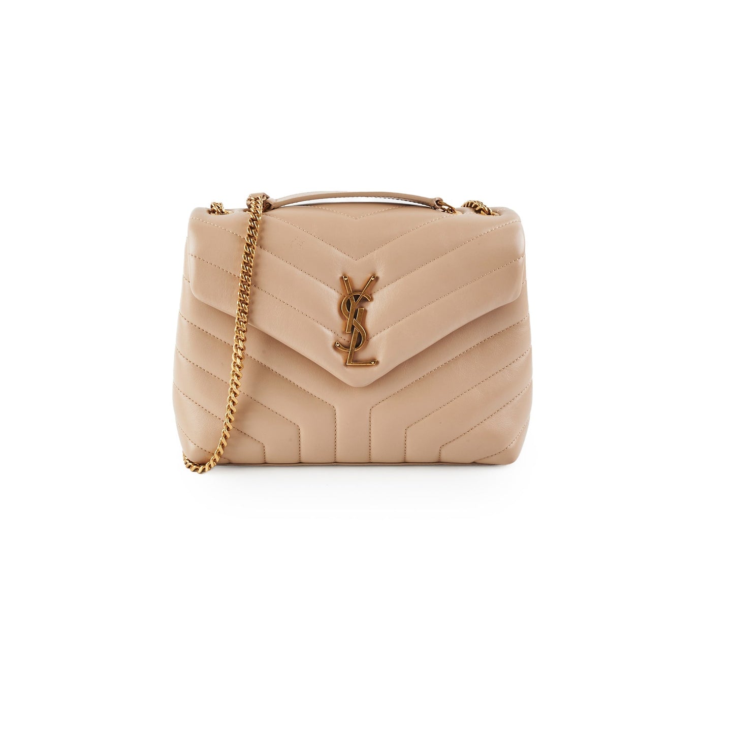 YSL Saint Laurent Lou Shoulder Bag Beige Small