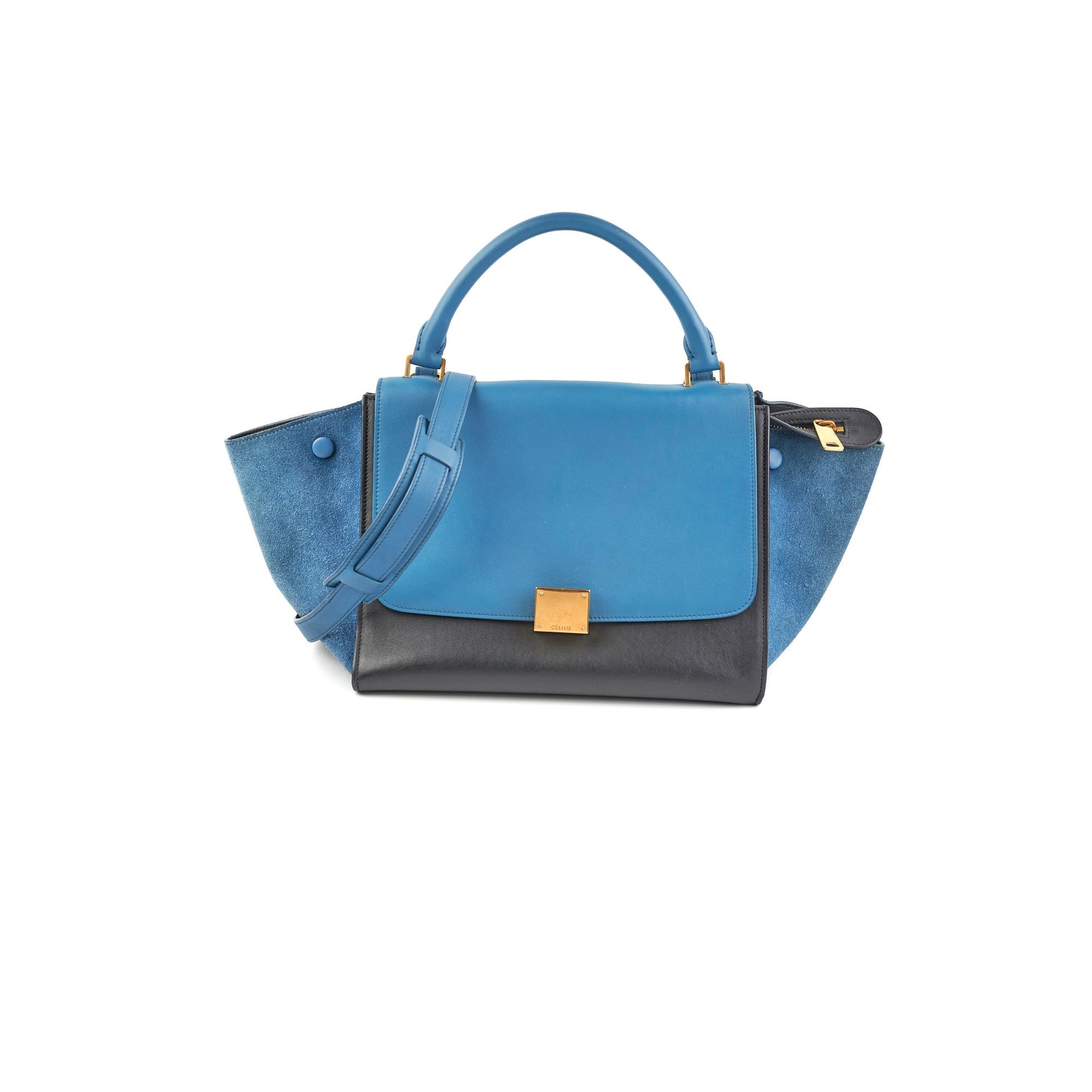 Luxury Trapeze Handbag Black Blue Travel Bag