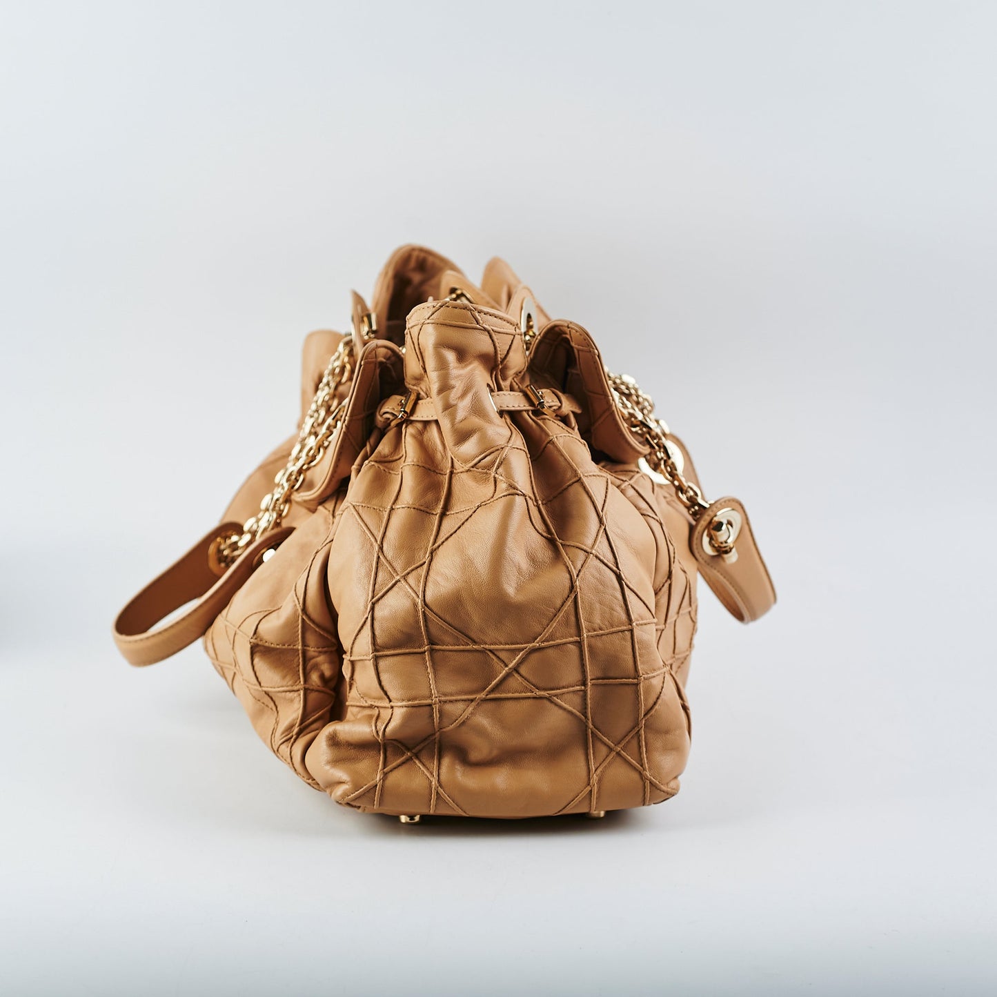 Dior Cannage Le Trente Shoulder Bag Leather Beige