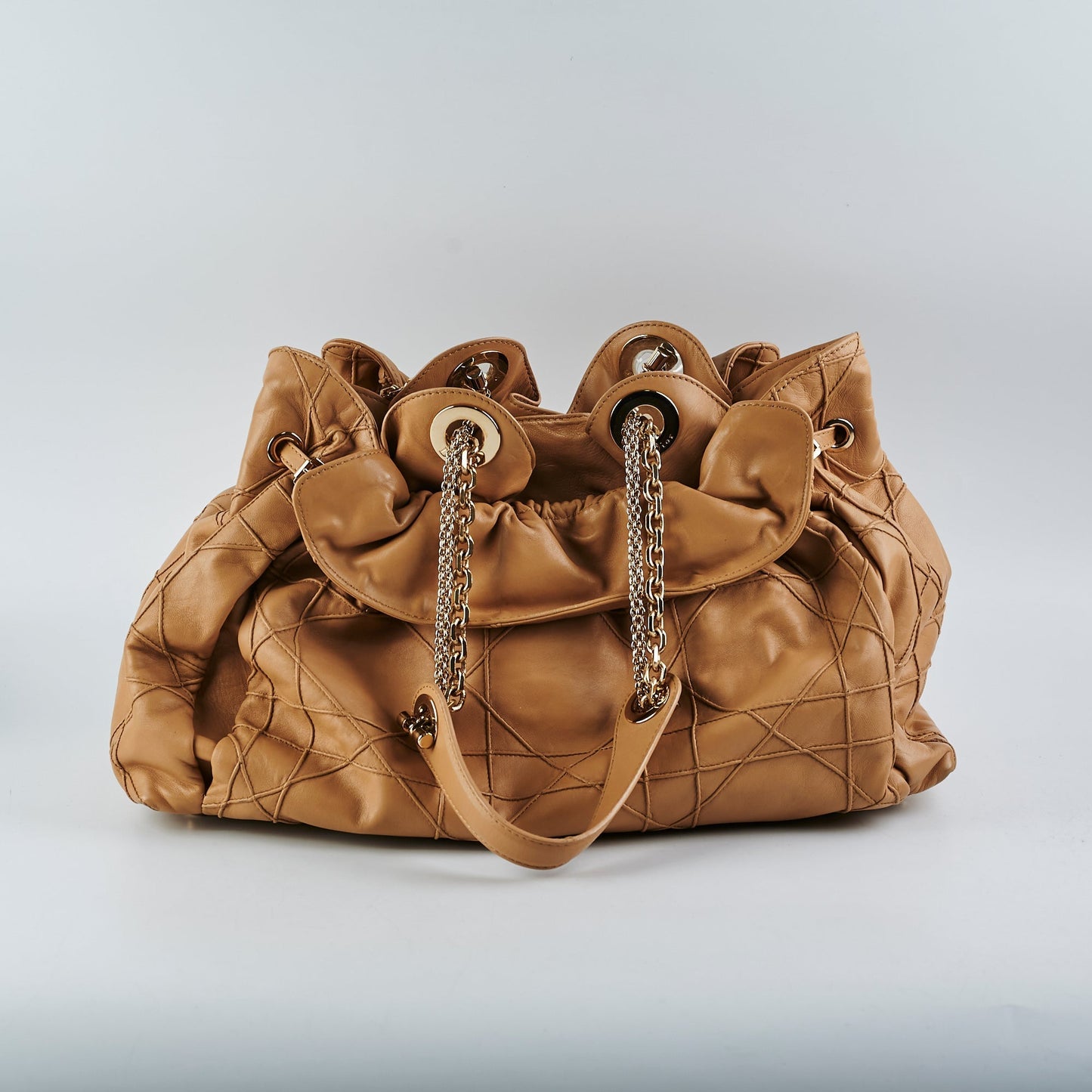 Dior Cannage Le Trente Shoulder Bag Leather Beige