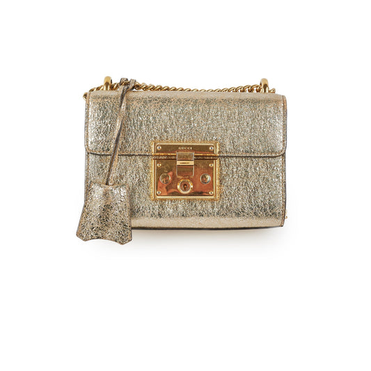 Gucci Padlock Metallic Crossbody Bag Gold Small