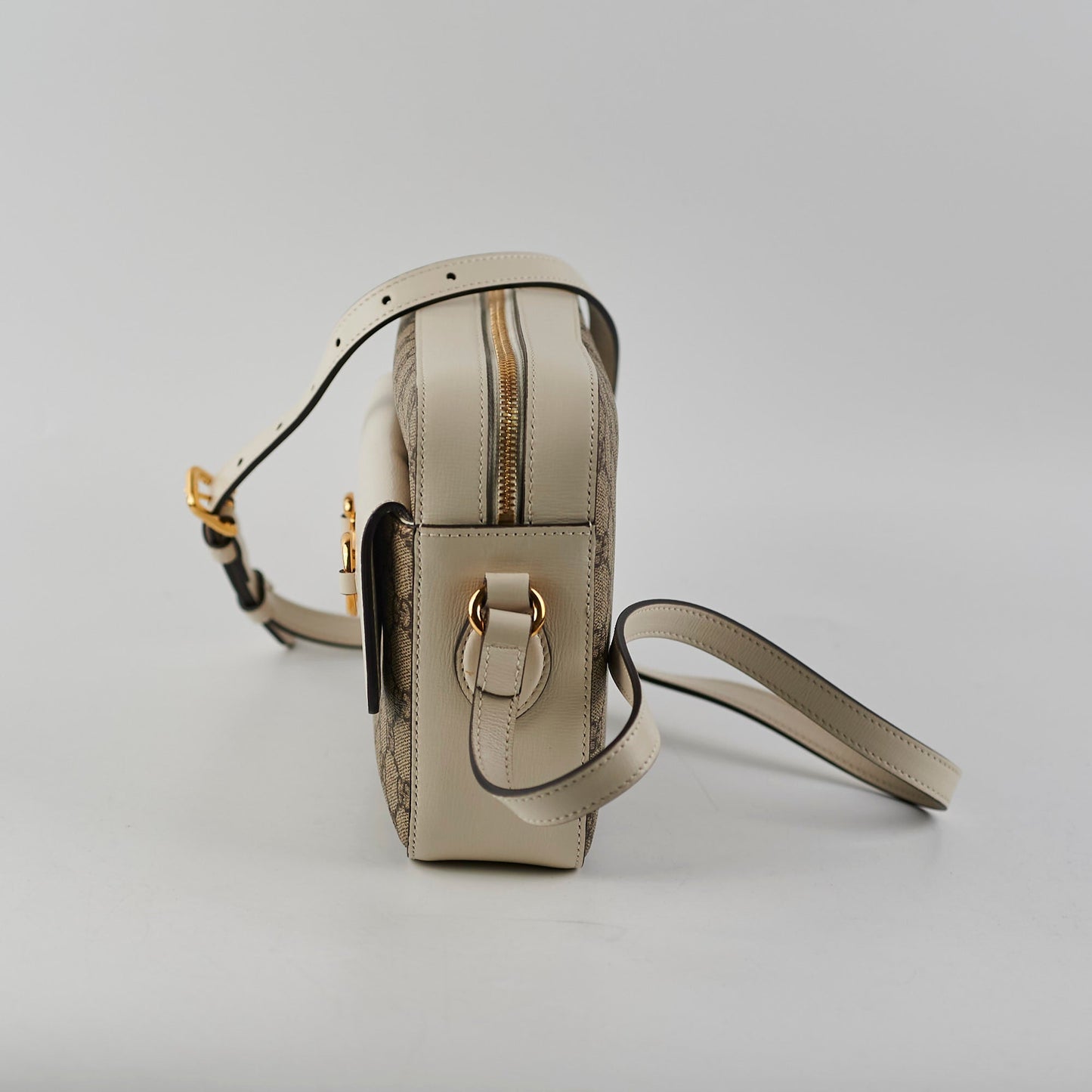 Gucci Horsebit Crossbody Monogram White Crossbody Bag