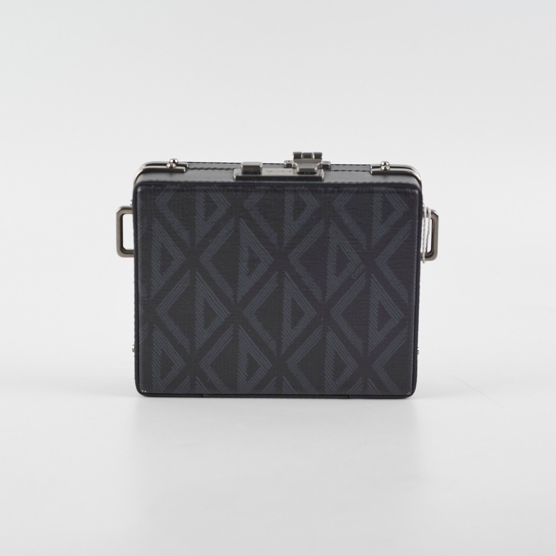 Dior Christian Lock Crossbody Bag Canvas Black Blue