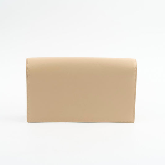 YSL Saint Laurent Clutch Grained Calfskin Beige Clutch Bag