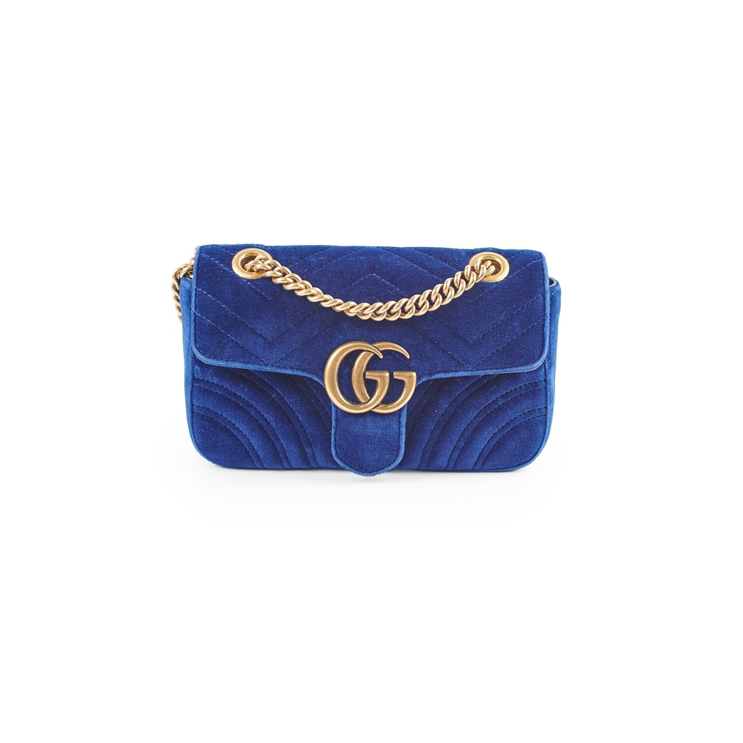 Gucci Marmont Shoulder Bag Navy Velvet Blue Mini Crossbody Bag