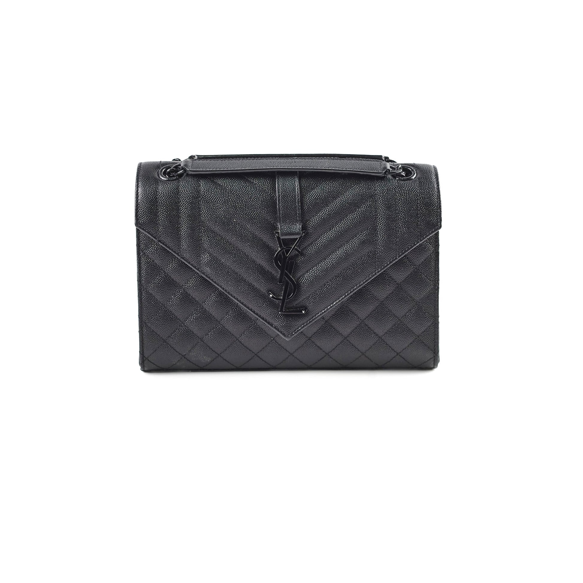 YSL Saint Laurent Envelope Bag Quilted Black Shoulder Bag