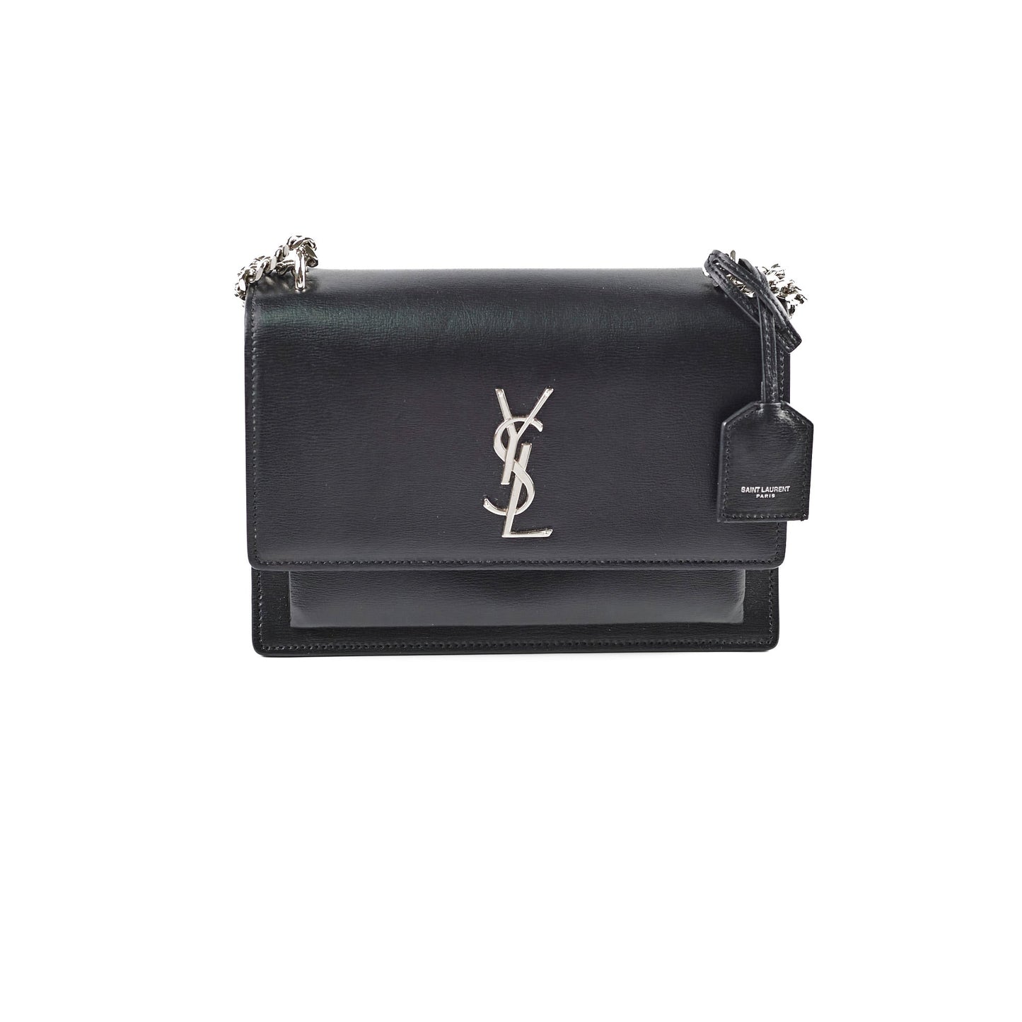 YSL Saint Laurent Sunset Crossbody Bag Black Medium Sunset Medium Black
