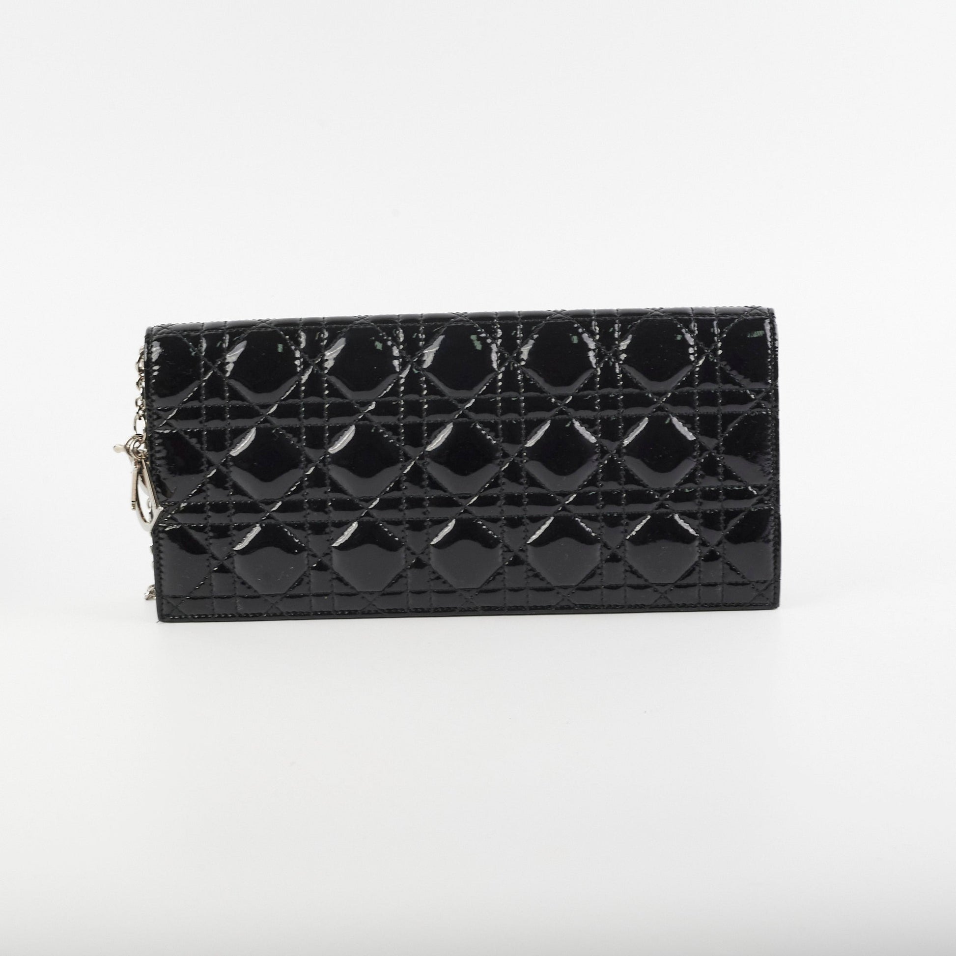 Dior Christian Clutch On Patent Black Chain Clutch Bag