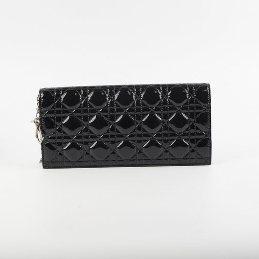 Dior Christian Clutch On Patent Black Chain Clutch Bag