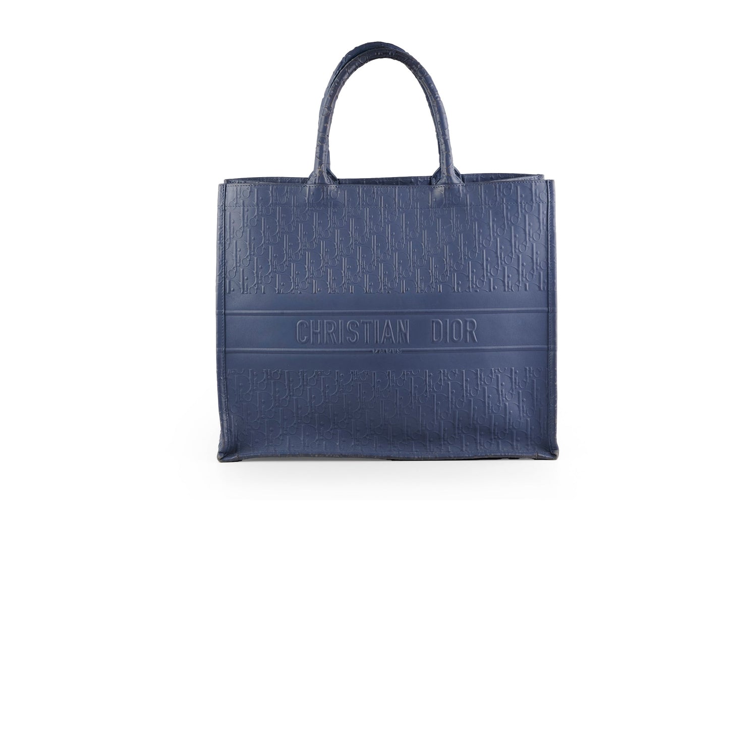 Dior Book Tote Leather Navy Large Tote Bag