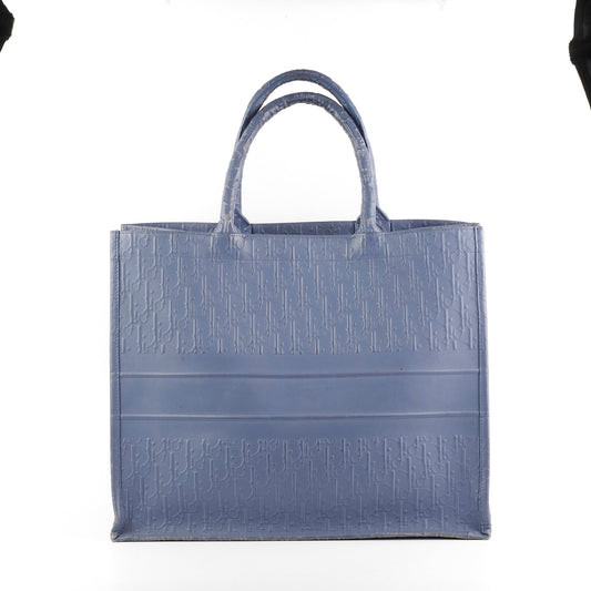 Dior Book Tote Leather Navy Large Tote Bag