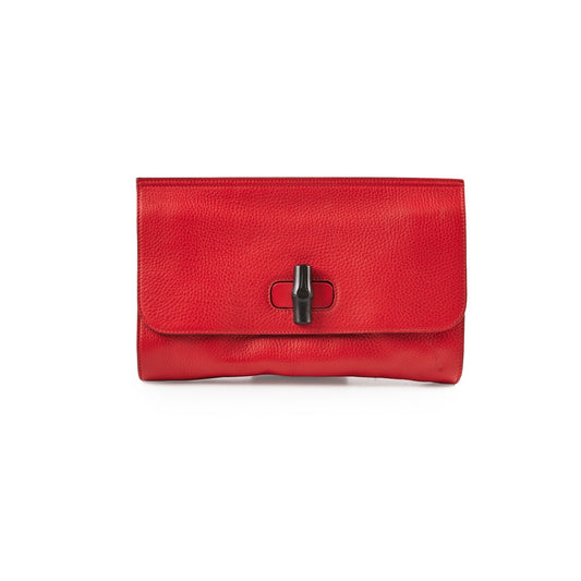 Gucci Bamboo Clutch Red Large Clutch Bag