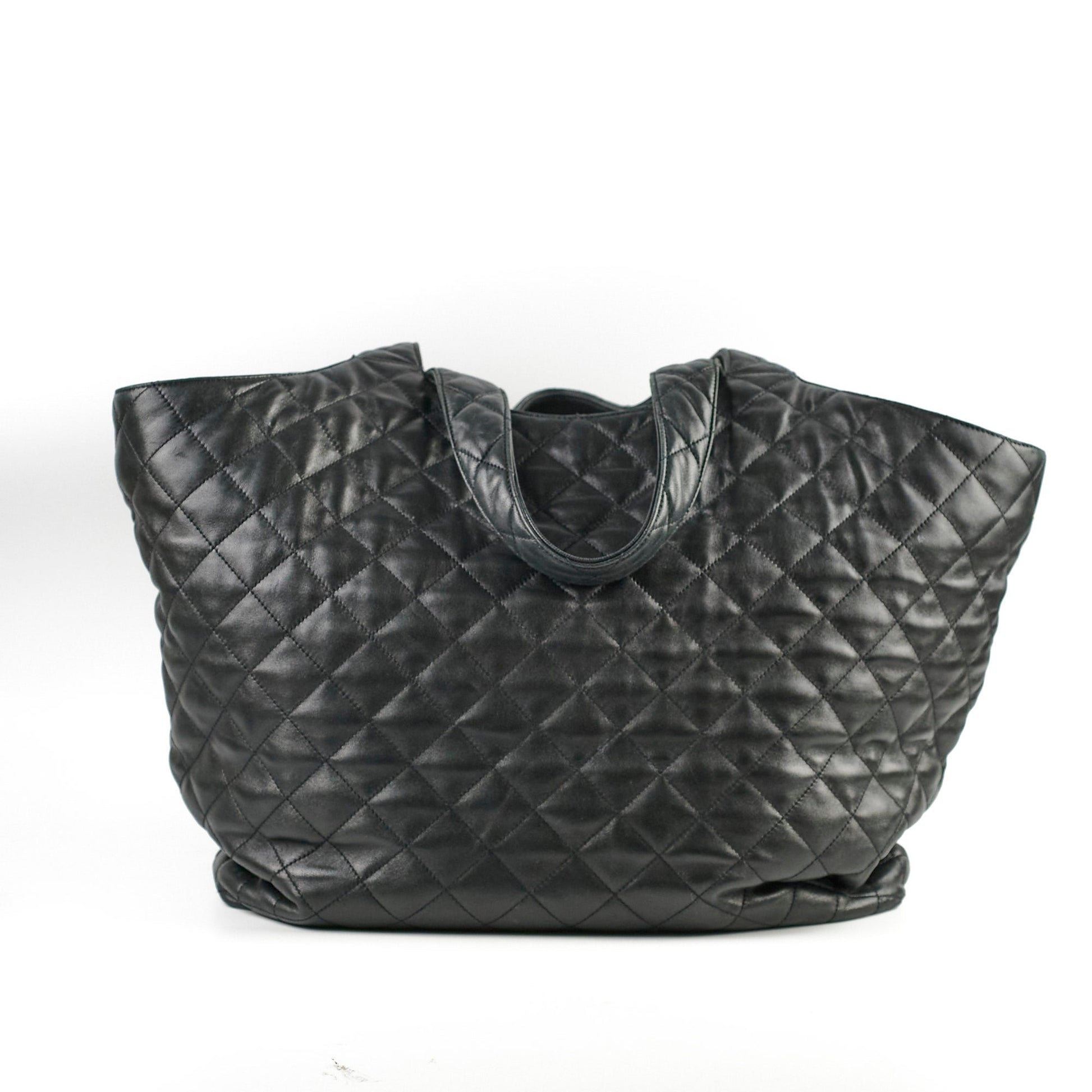 YSL Saint Laurent Shopping Bag Lambskin Quilted Black Tote Bag