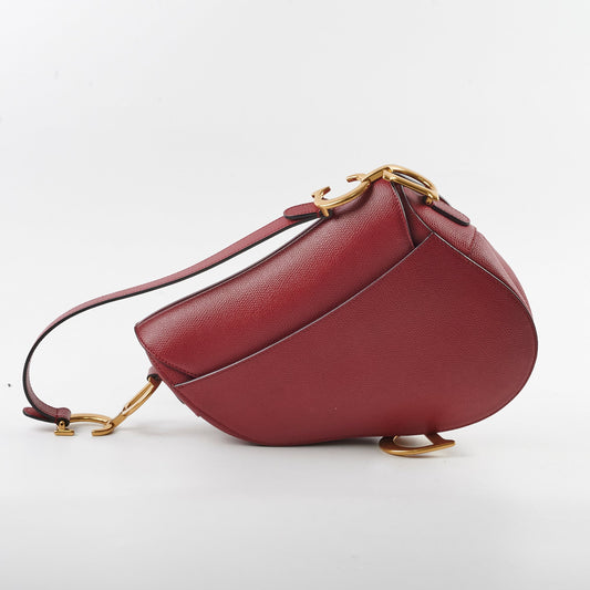 Dior Christian Saddle Bag Burgundy Shoulder Bag