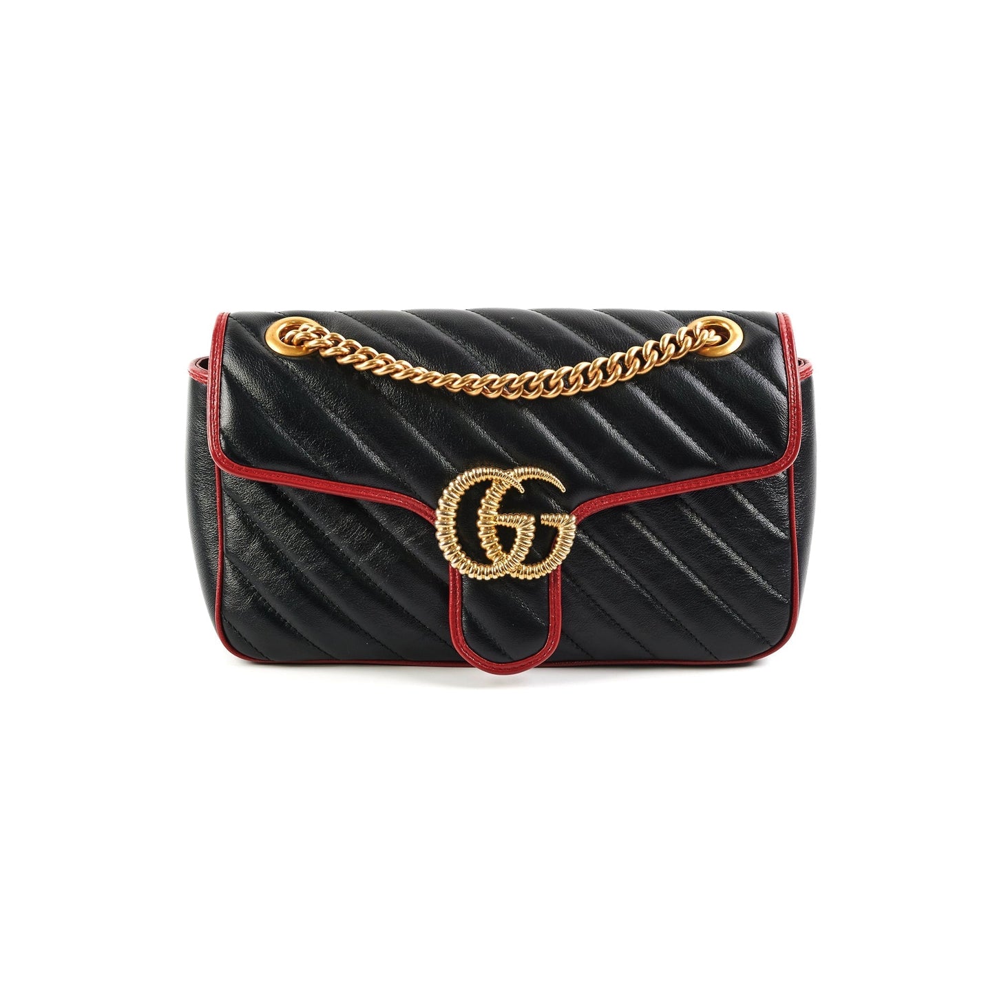 Gucci Marmont Shoulder Bag Black Red Crossbody Bag